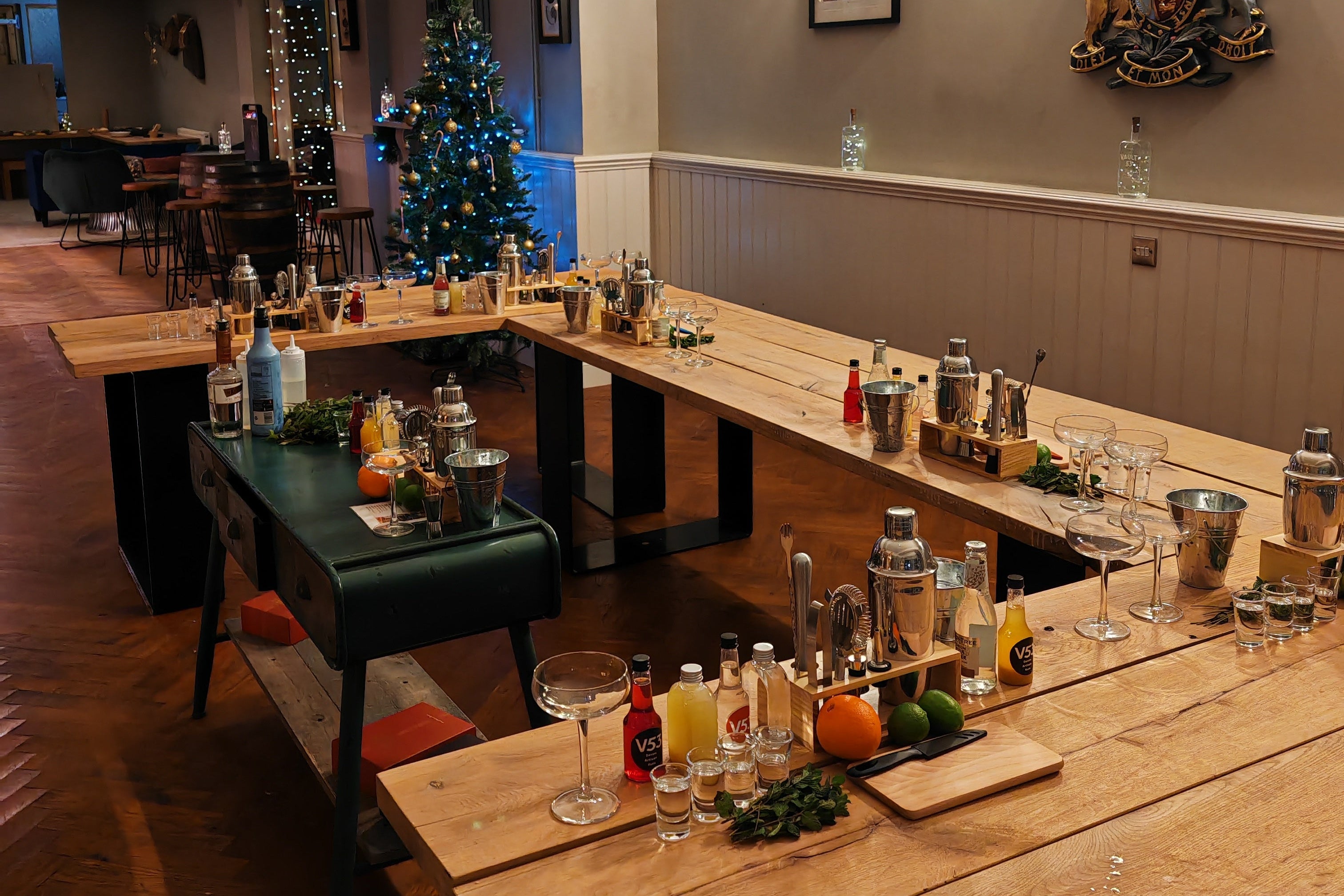 Vault 53 cocktail making class in the  distillery Plymouth